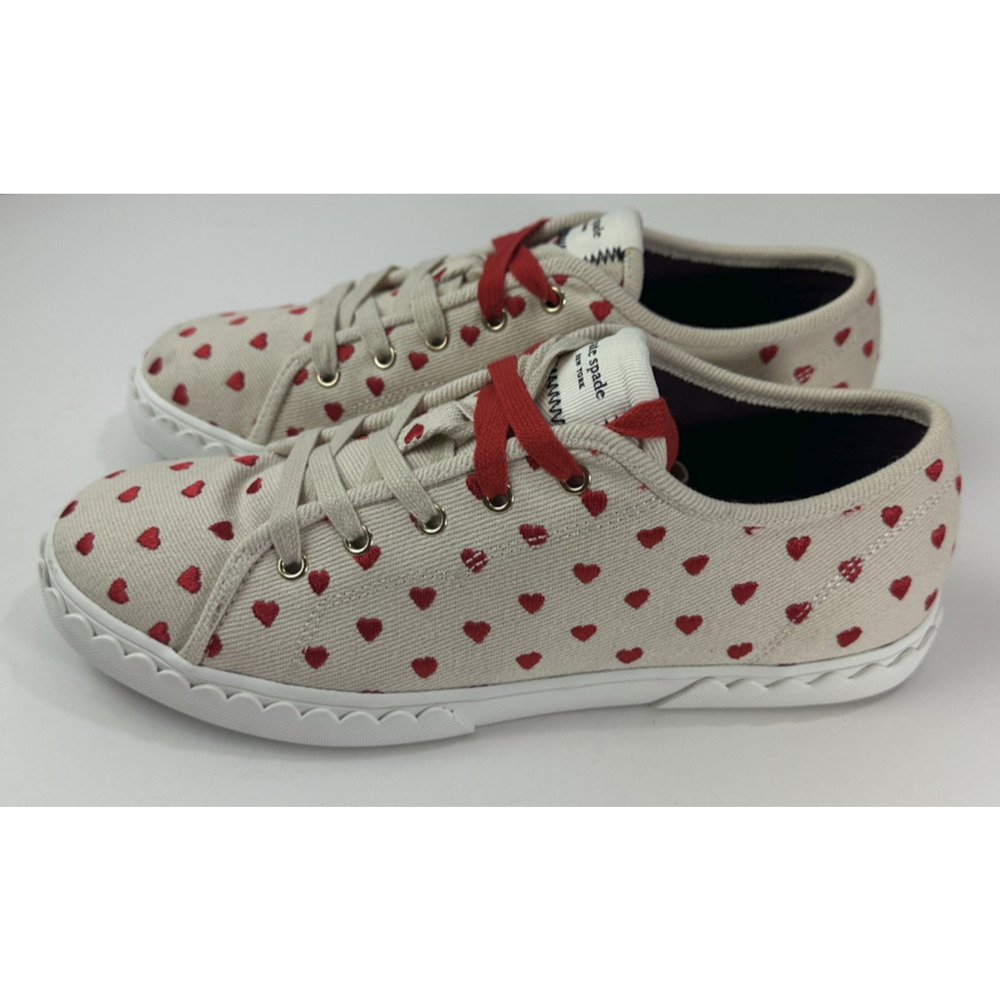 Kate Spade New York Vale Sneakers Red Heart Embroidered Canvas Shoes EUC Size 9 - Picture 11 of 15
